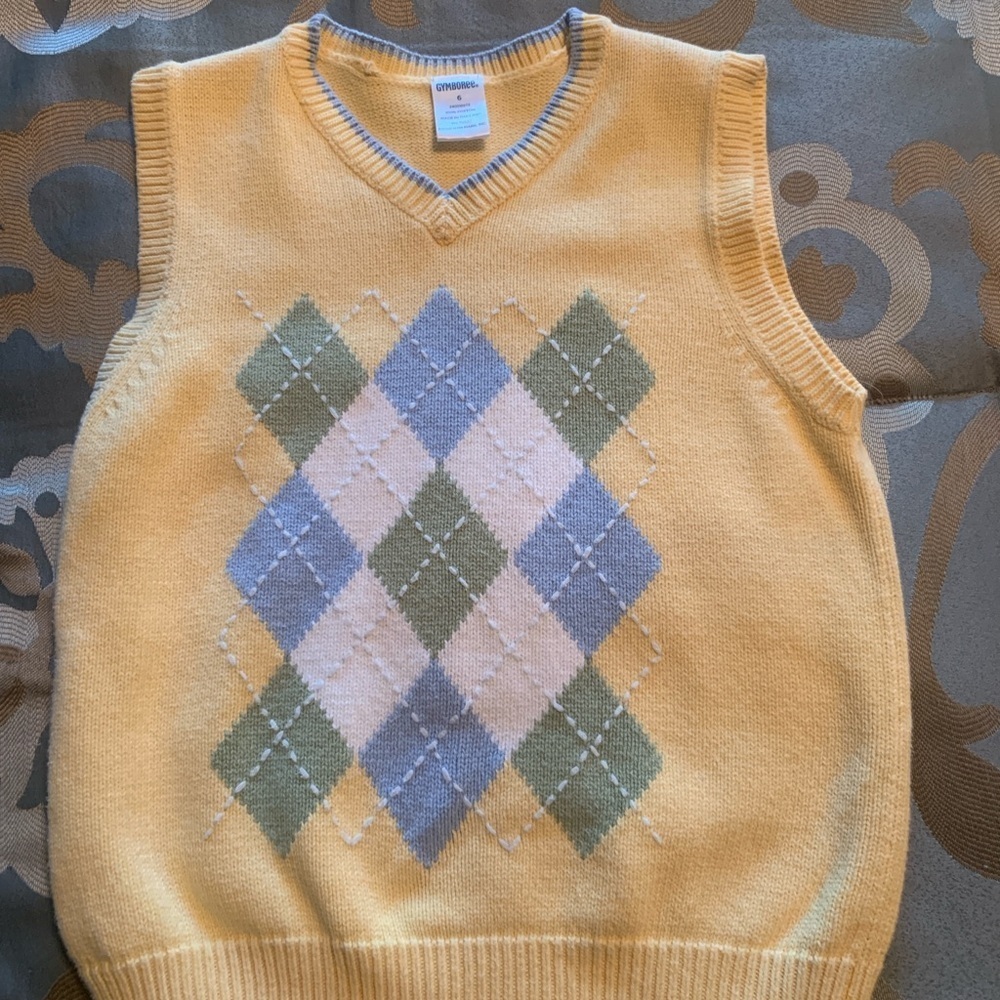 Vintage Gymboree TWO PIECE SET boy’s V-Neck Argyle Sweater Vest
